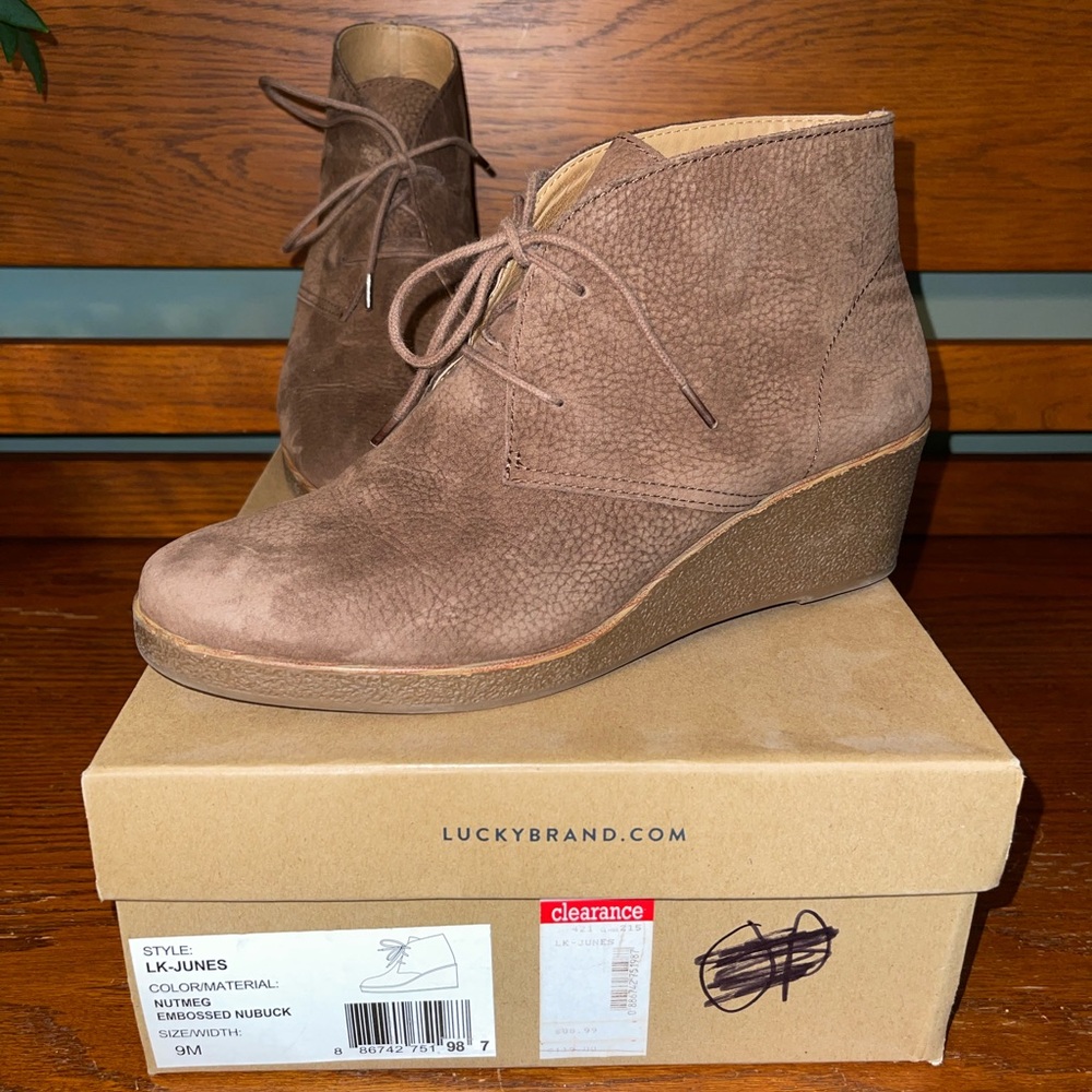 Lucky Brand Leather Booties.  Size 9M.  Nutmeg.